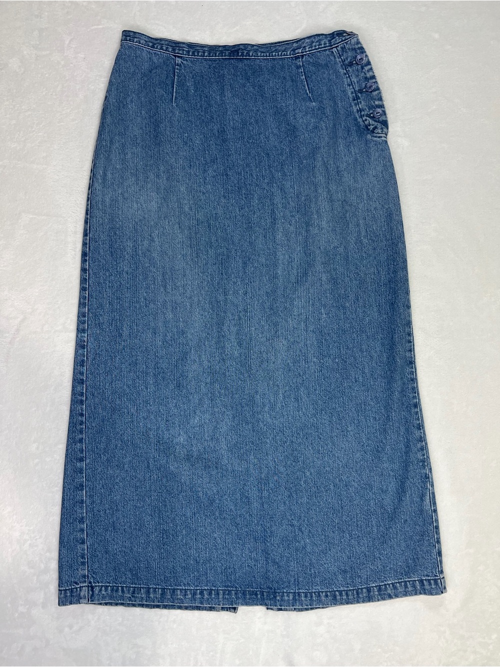 Christopher & Banks Womens Straight Pencil Denim Button Front Midi Slit Sz 10